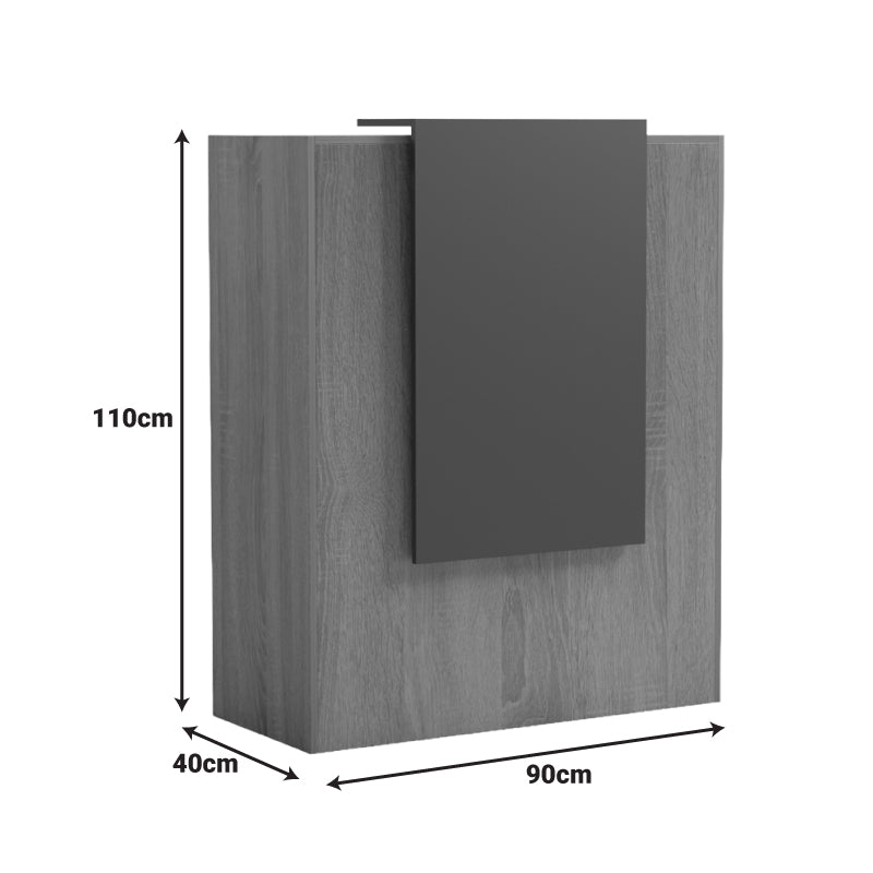 Reception birou Zowel cu LED sonoma-alb marble look, Sonoma - White Marble, 90x40x110 cm