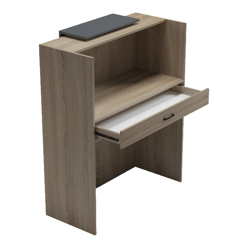 Reception birou Zowel cu LED alb - sonoma, Sonoma - Alb, 90x40x110 cm - Sonoma-Gri inchis