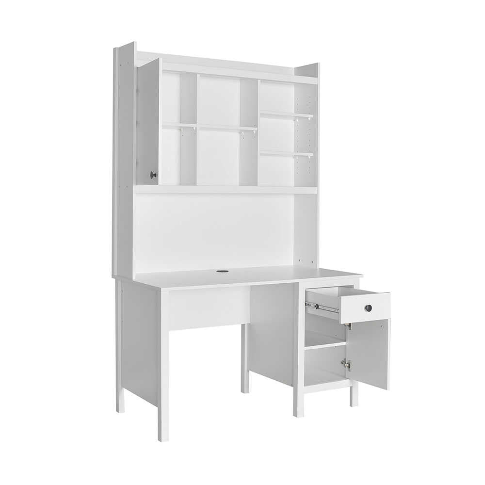 Birou CMU-990-BB-2 Home Collection® Rustic cu biblioteca, Alb, 120x193x60 cm