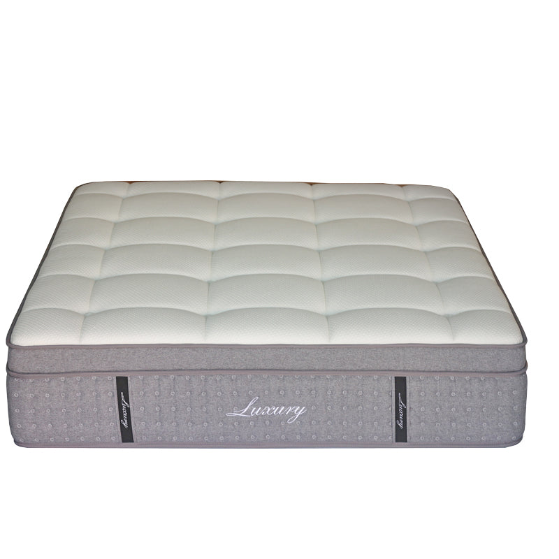 Saltea Luxury 5 zone arcuri buzunar+gel spuma cu memorie+latex 34-36cm, Alb, 150x200 cm
