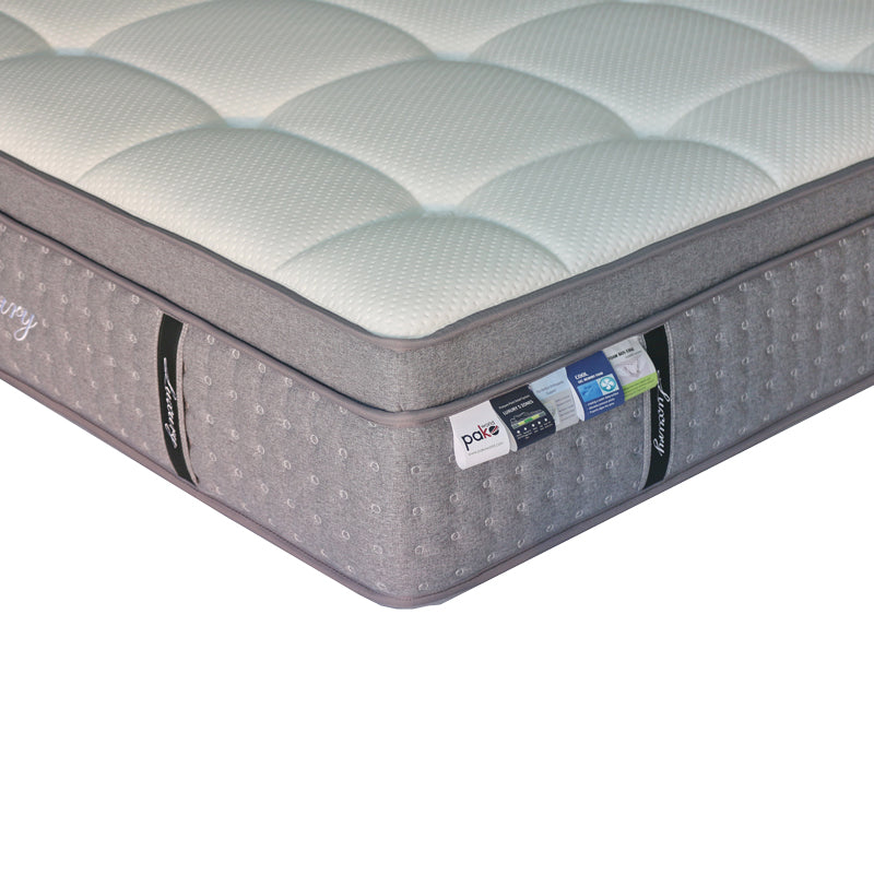 Saltea Luxury 5 zone arcuri buzunar+gel spuma cu memorie+latex 34-36cm, Alb, 150x200 cm