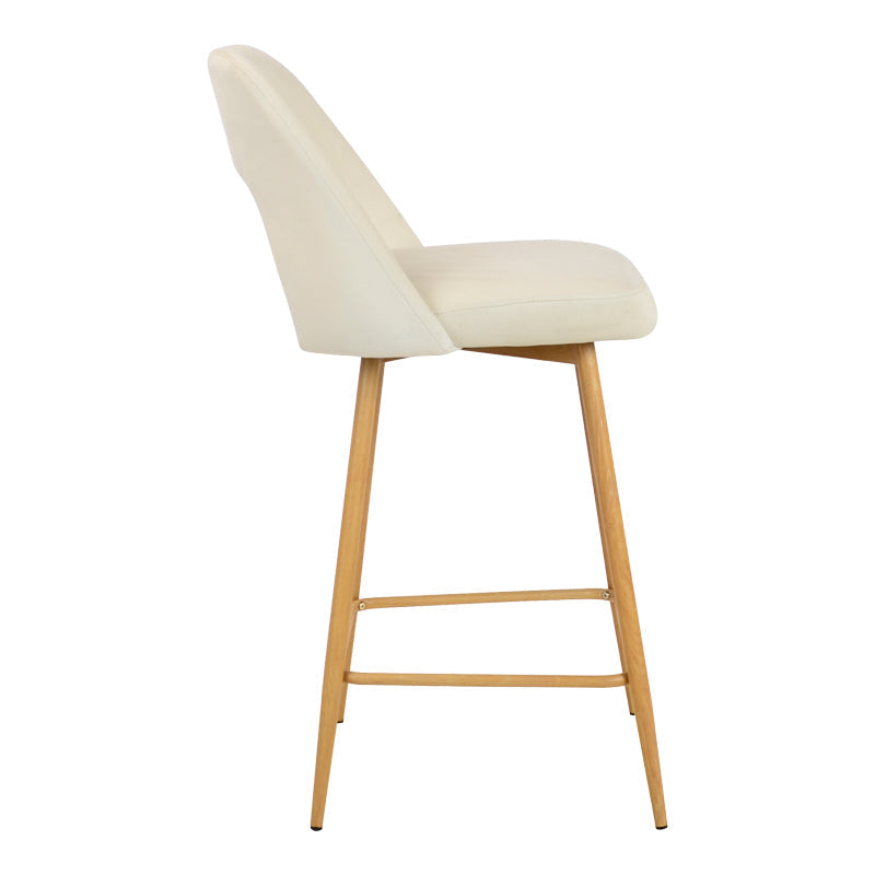 Scaun de bar Murde, catifea si metal, 47x52x96 cm - Bej
