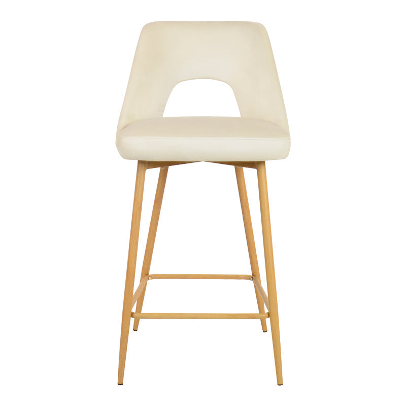 Scaun de bar Murde, catifea si metal, 47x52x96 cm - Bej