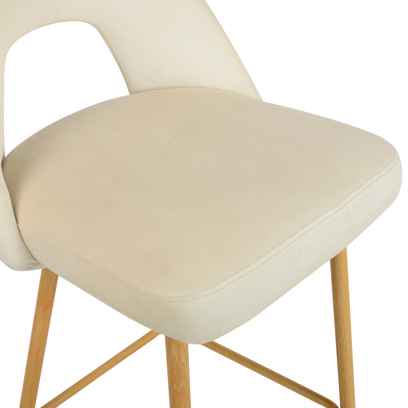 Scaun de bar Murde, catifea si metal, 47x52x96 cm - Bej