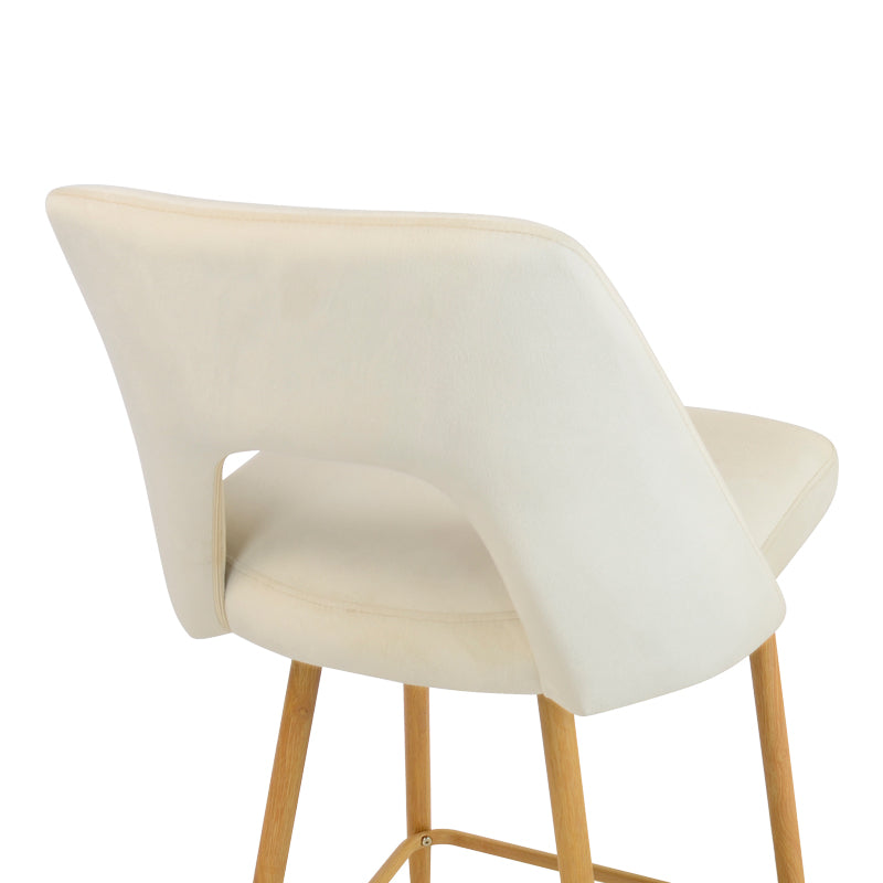 Scaun de bar Murde, catifea si metal, 47x52x96 cm - Bej