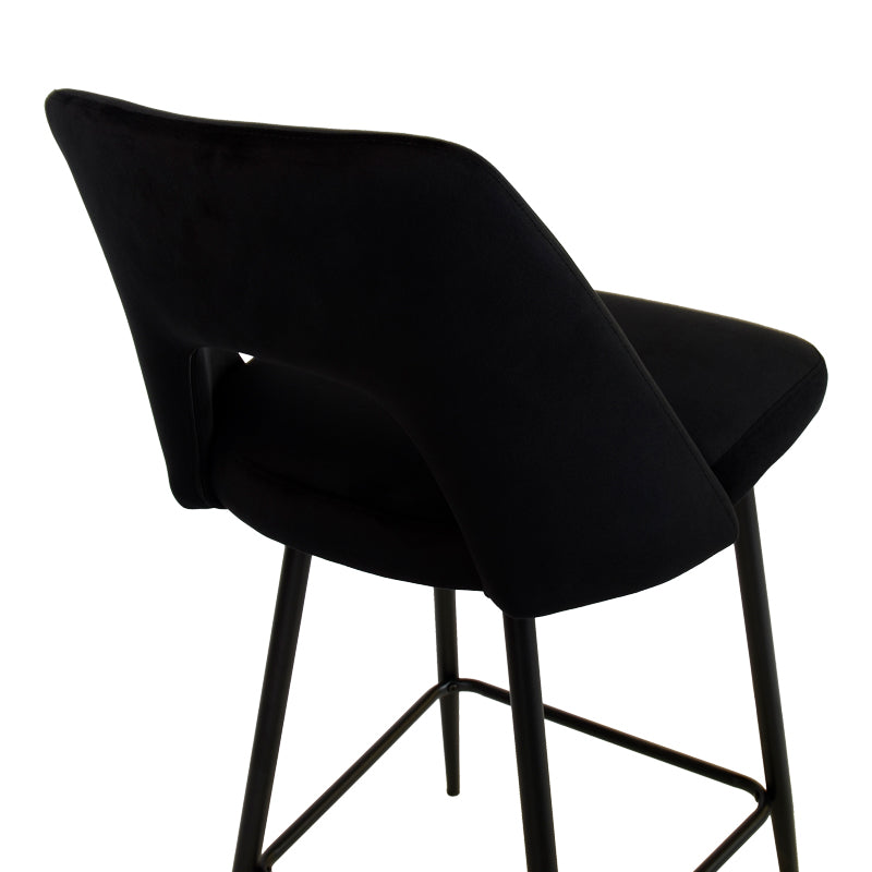 Scaun de bar Murde, catifea si metal, 47x52x96 cm - Negru