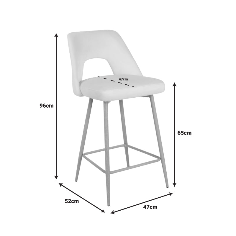 Scaun de bar Murde, catifea si metal, 47x52x96 cm - Negru