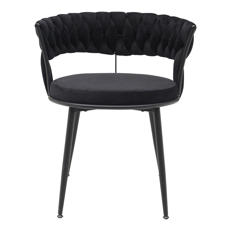Scaun Alkia din catifea, neagra, 60x57x68 cm