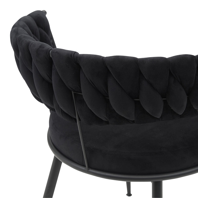 Scaun Alkia din catifea, neagra, 60x57x68 cm