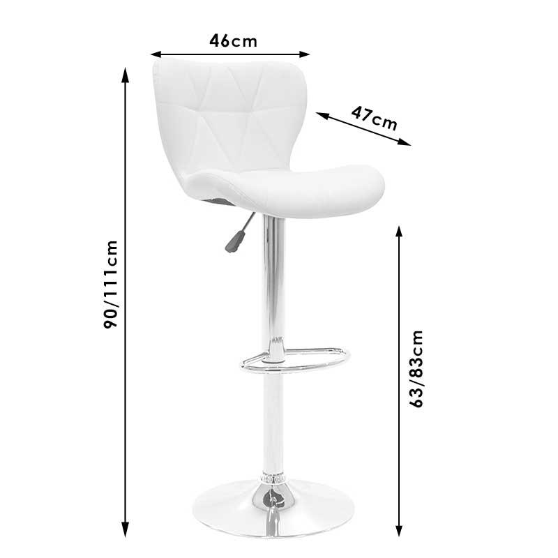 Scaun bar Coozy metal, reglabil pe inaltime, 47x45x90 cm - Argintiu