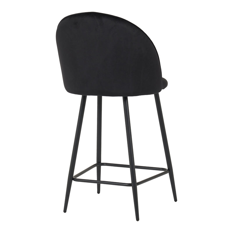 Scaun bar cu funcție reglabilă Perch, Catifea, Metal, Crem - Negru, 50x43x99 cm - Negru