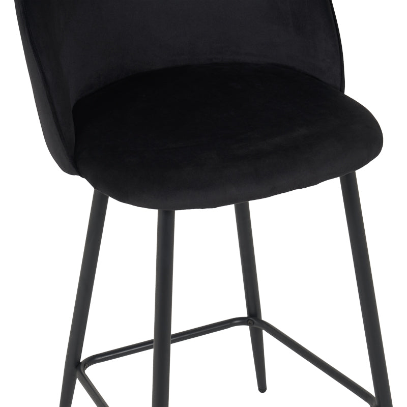 Scaun bar cu funcție reglabilă Perch, Catifea, Metal, Crem - Negru, 50x43x99 cm - Negru