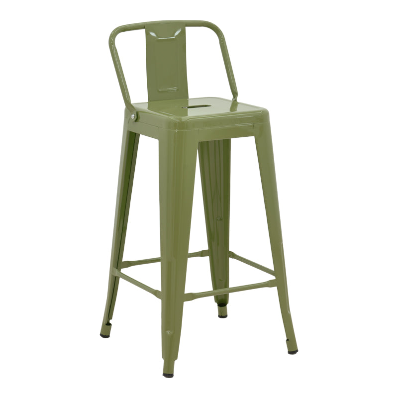 Scaun bar cu spătar Utopia, metal, olive, 42x42x86 cm