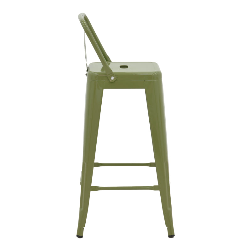 Scaun bar cu spătar Utopia, verde măslinie, metalic, 42x42x97 cm