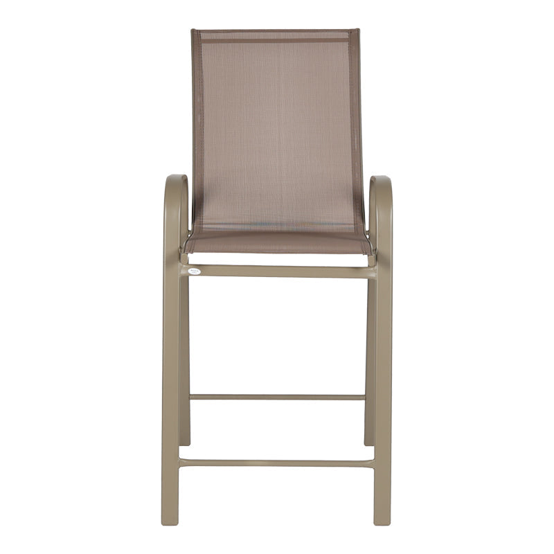 Scaun de bar mediu Calan, metal si textilena, Gri inchis - Maro inchis - Maro deschis, 55x70x114 cm - Maro deschis