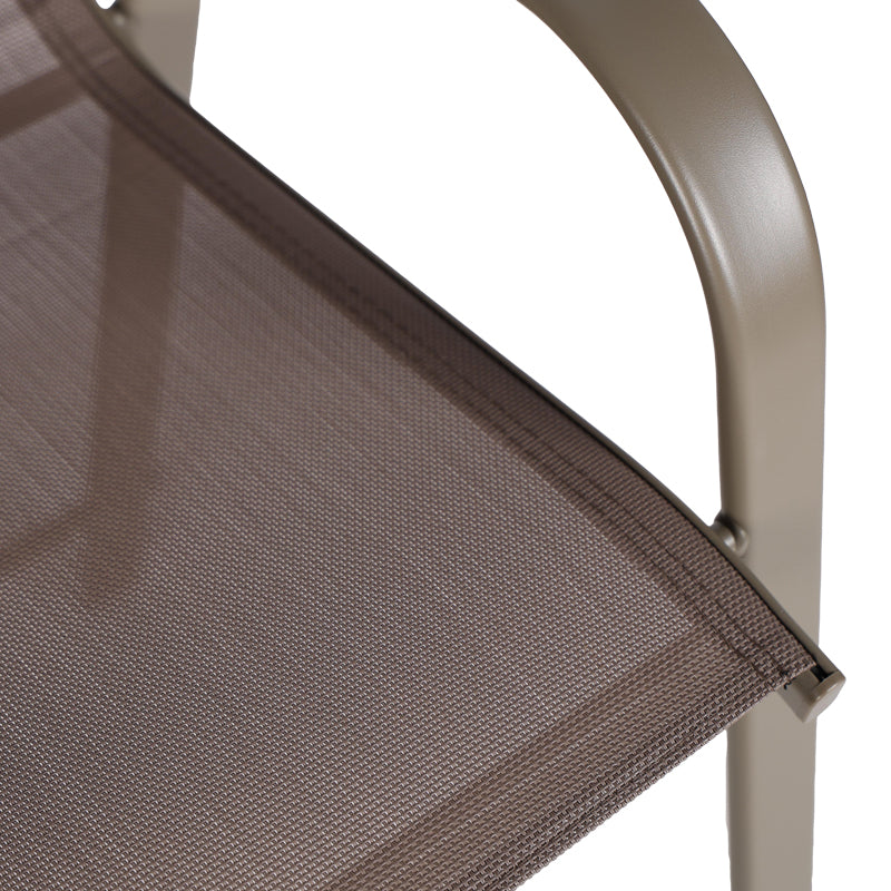 Scaun de bar mediu Calan, metal si textilena, Gri inchis - Maro inchis - Maro deschis, 55x70x114 cm - Maro deschis