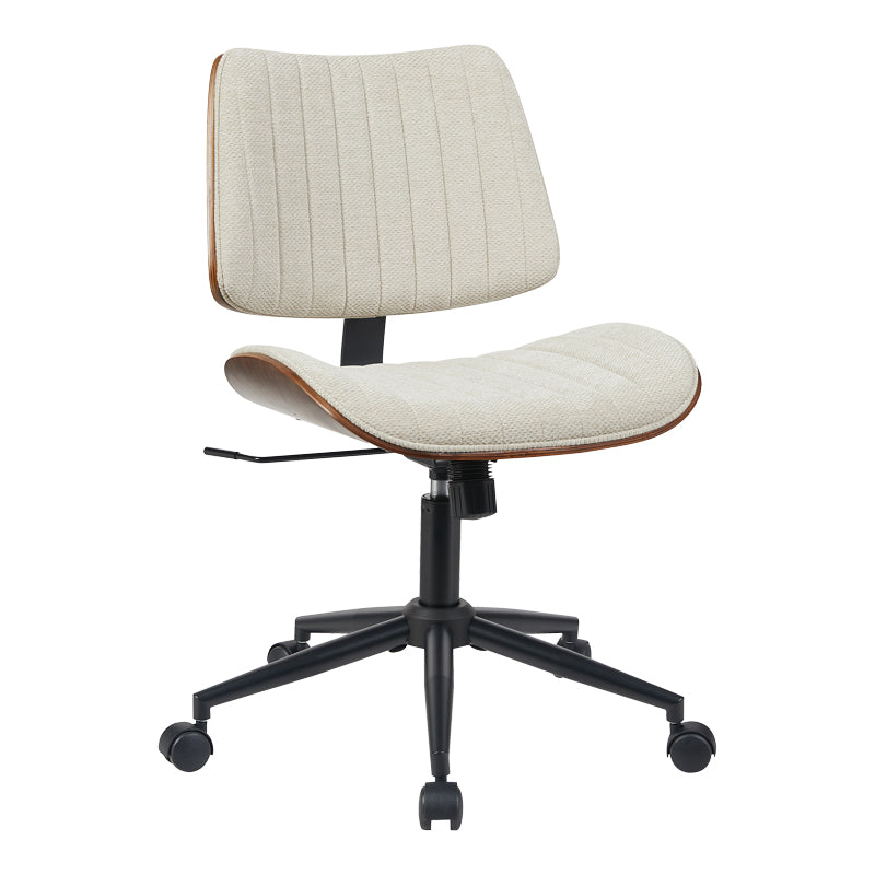 Scaun birou Amani cu ergonomie, Lemn, Nuc & Bej, 52x54x90 cm - Scaun birou Amani cu ergonomie, Lemn, Nuc & Bej, 52x54x90 cm