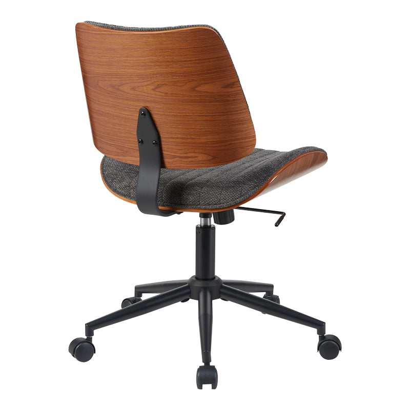 Scaun birou Amani cu ergonomie, Lemn, Nuc & Bej, 52x54x90 cm - Gri