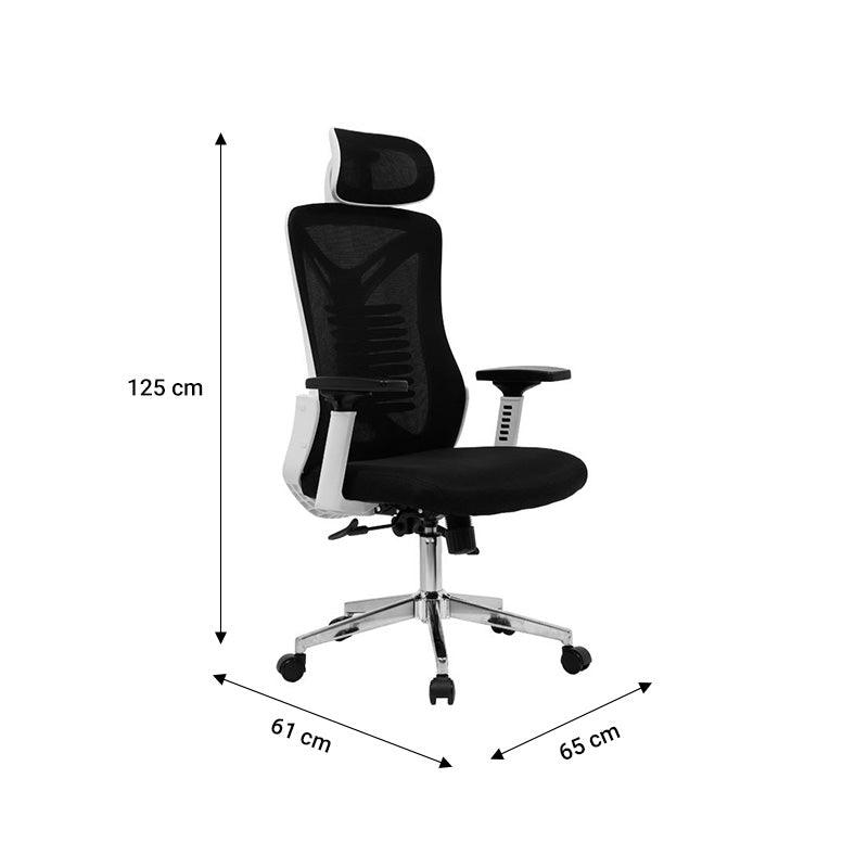 Scaun de birou manager Andrew plasa negru 61 x 65 x 117 cm - Alb