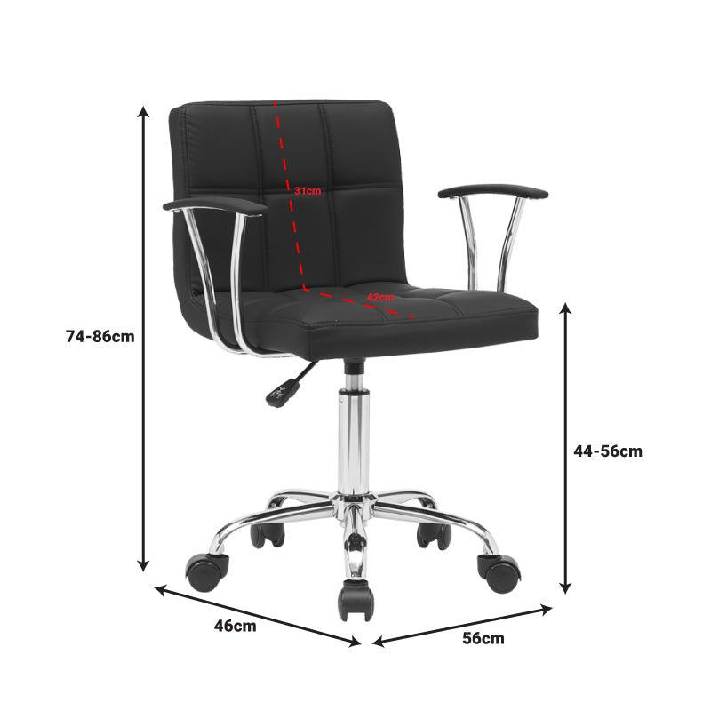 Scaun birou Buleco pu, negru, 56x46x74-86 cm