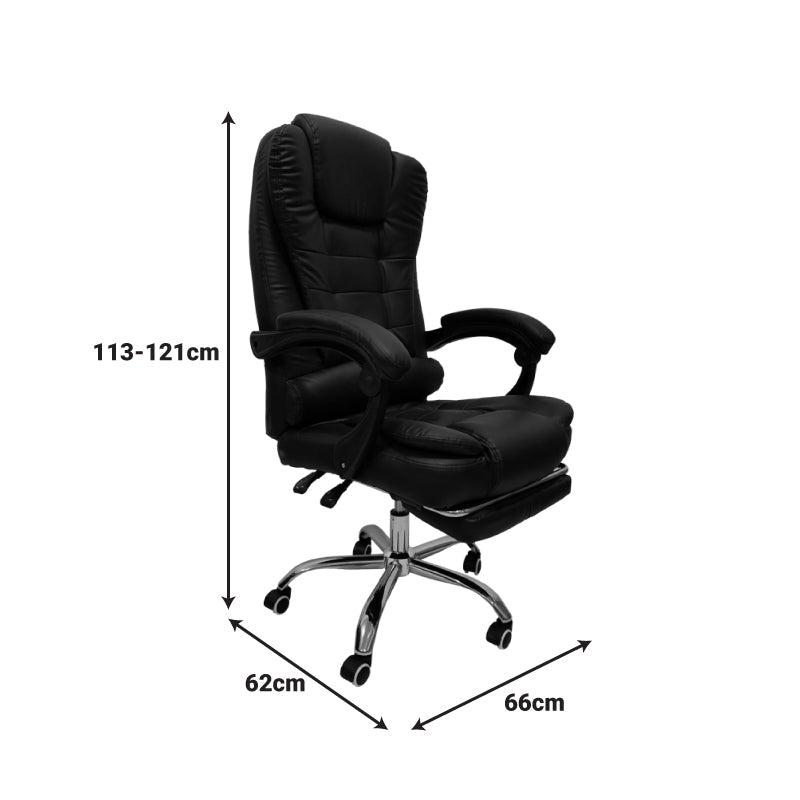 Scaun birou ergonomic cu suport picioare Worko, Piele ecologică, Negru, 66x62x113-121 cm