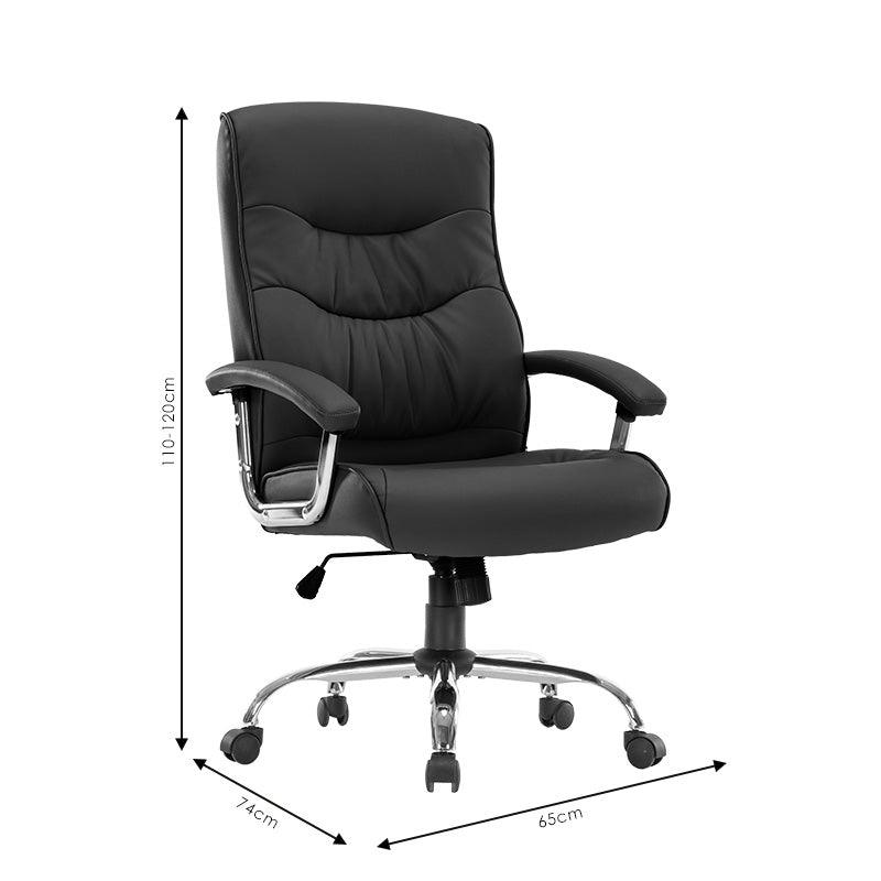 Scaun birou manager Primrose PU, 65x74x120 cm - Negru