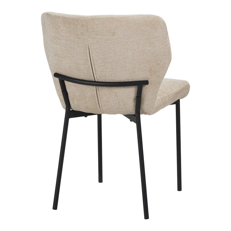 Scaun confortabil Mavier, Stil Modern, Stofă Gri-Bej, Picioare Metal, Negru, 48x62x82 cm - BLACK-BEIGE