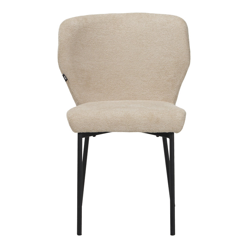 Scaun confortabil Mavier, Stil Modern, Stofă Gri-Bej, Picioare Metal, Negru, 48x62x82 cm - BLACK-BEIGE