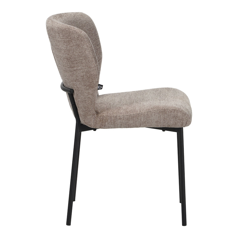 Scaun confortabil Mavier, Stil Modern, Stofă Gri-Bej, Picioare Metal, Negru, 48x62x82 cm - BLACK - GREY BEIGE
