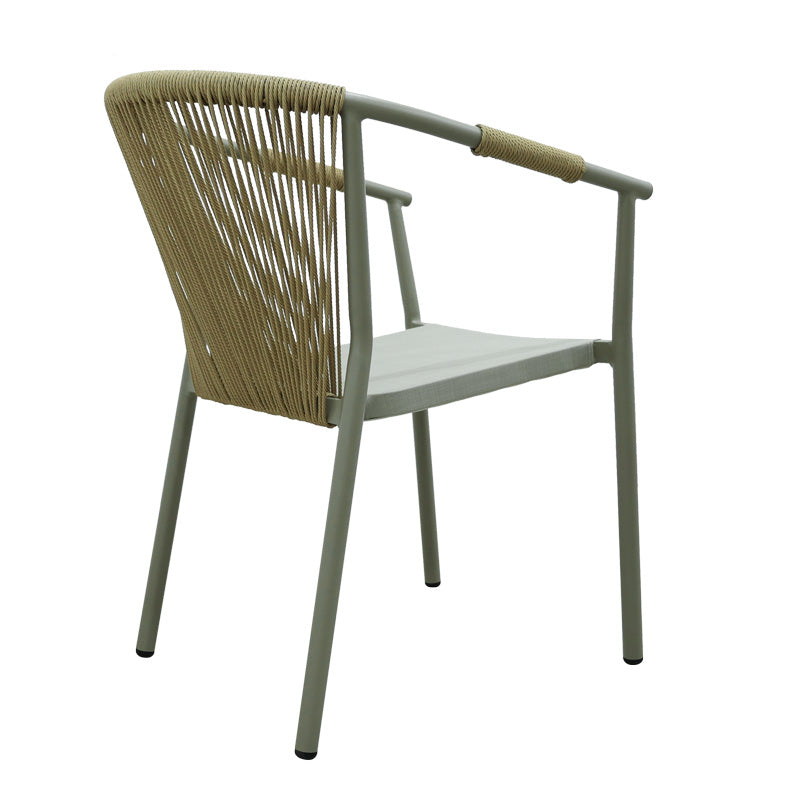 Scaun de aluminiu Convince stivuibil cu cadru maro-textilen-PE din rattan, 56x63x82 cm