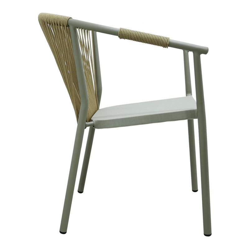 Scaun de aluminiu Convince stivuibil cu cadru maro-textilen-PE din rattan, 56x63x82 cm