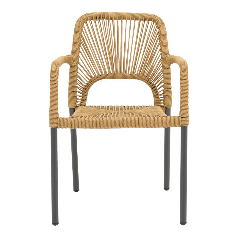 Scaun de aluminiu Norture stivuibil cadru antracit-ratan, Natural, 57x63x82 cm