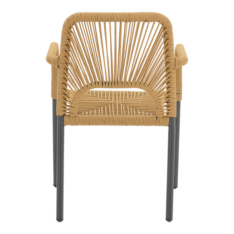 Scaun de aluminiu Norture stivuibil cadru antracit-ratan, Natural, 57x63x82 cm