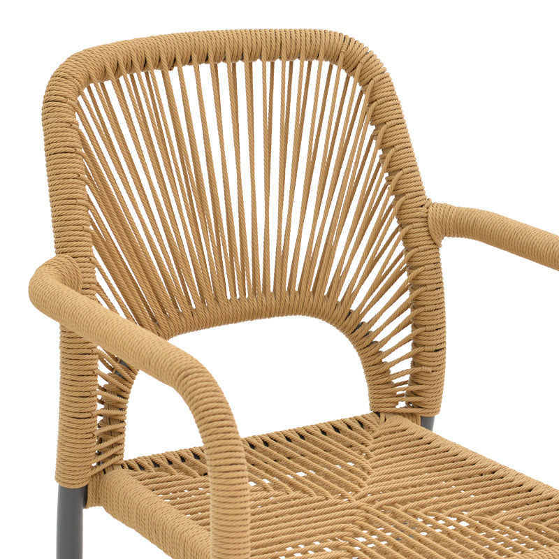 Scaun de aluminiu Norture stivuibil cadru antracit-ratan, Natural, 57x63x82 cm