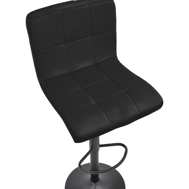 Scaun de bar ajustabil pe înaltime Remina, Catifea Neagra, Baza, Mata, Bej - Negru, 44x44x112 cm - Negru