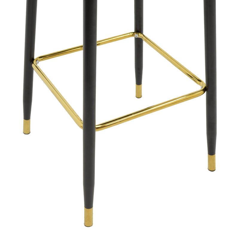 Scaun de bar Casenio bej de catifea-negru-auriu cu baza metalica, 48x50x117 cm - Gri inchis