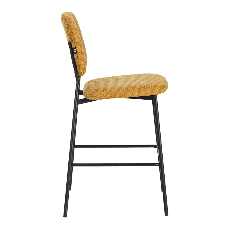 Scaun de bar cu functie de, stofa bouclé, galbena, 48x54x100 cm