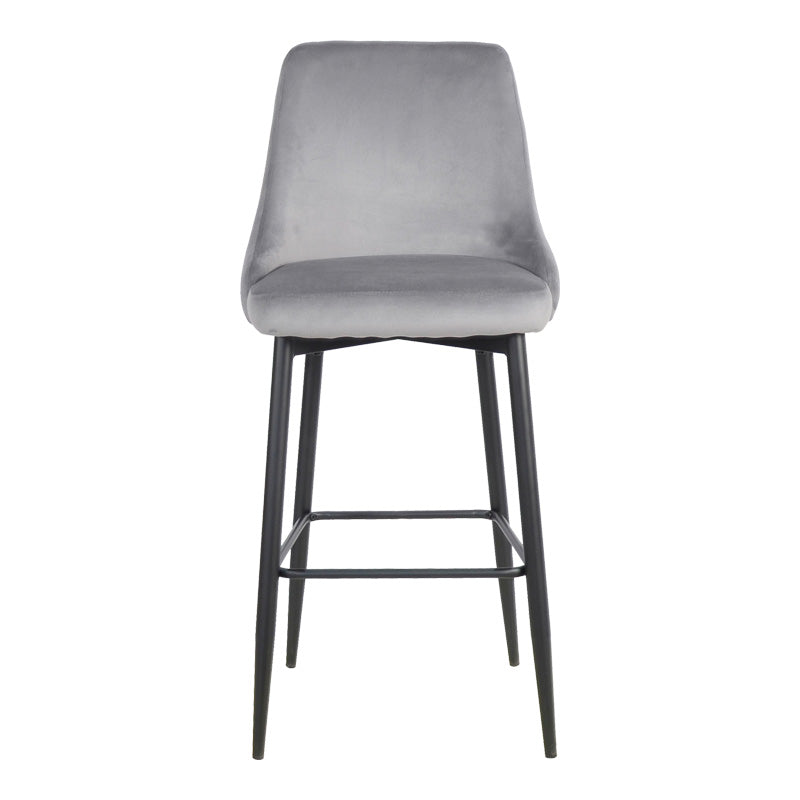 Scaun de bar Zedna, catifea si metal, 52x57x111 cm - Gri