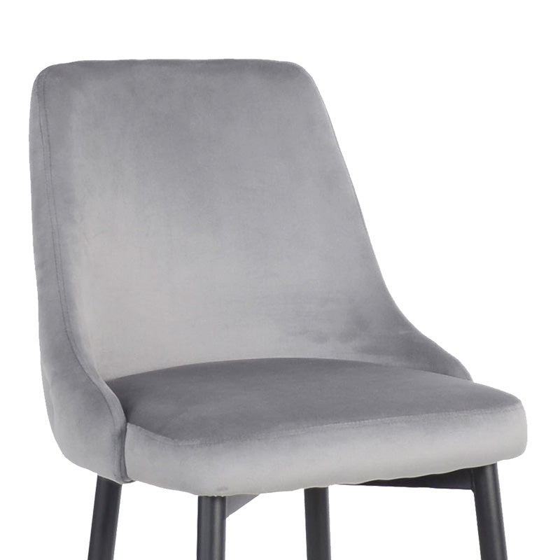 Scaun de bar Zedna, catifea si metal, 52x57x111 cm - Gri