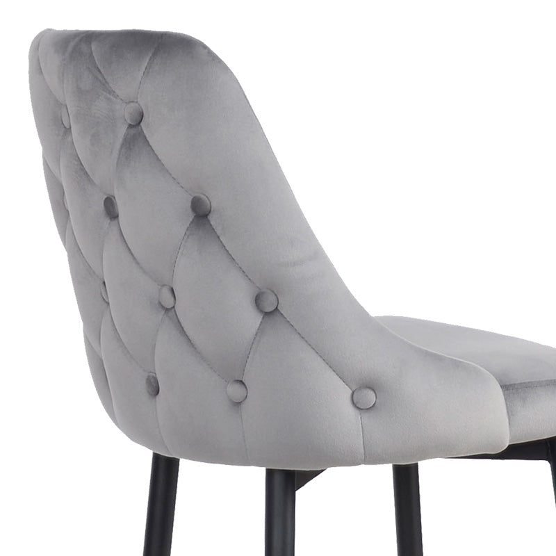 Scaun de bar Zedna, catifea si metal, 52x57x111 cm - Gri