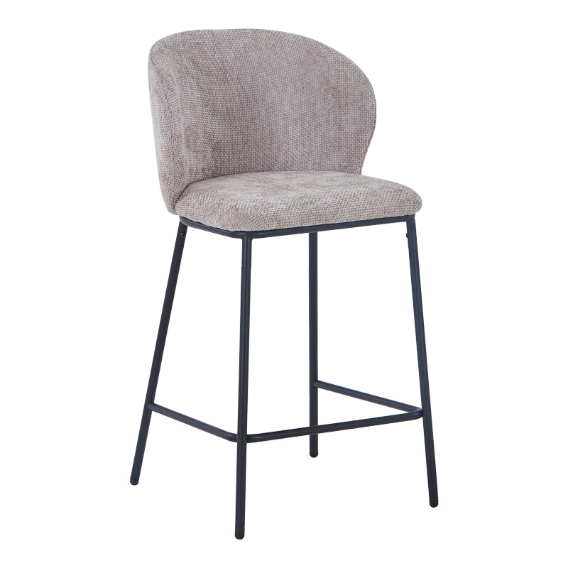Scaun de bar cu tapițerie, Karg, Textil/Metal, Bej - Gri, 49x46x93 cm - Bej