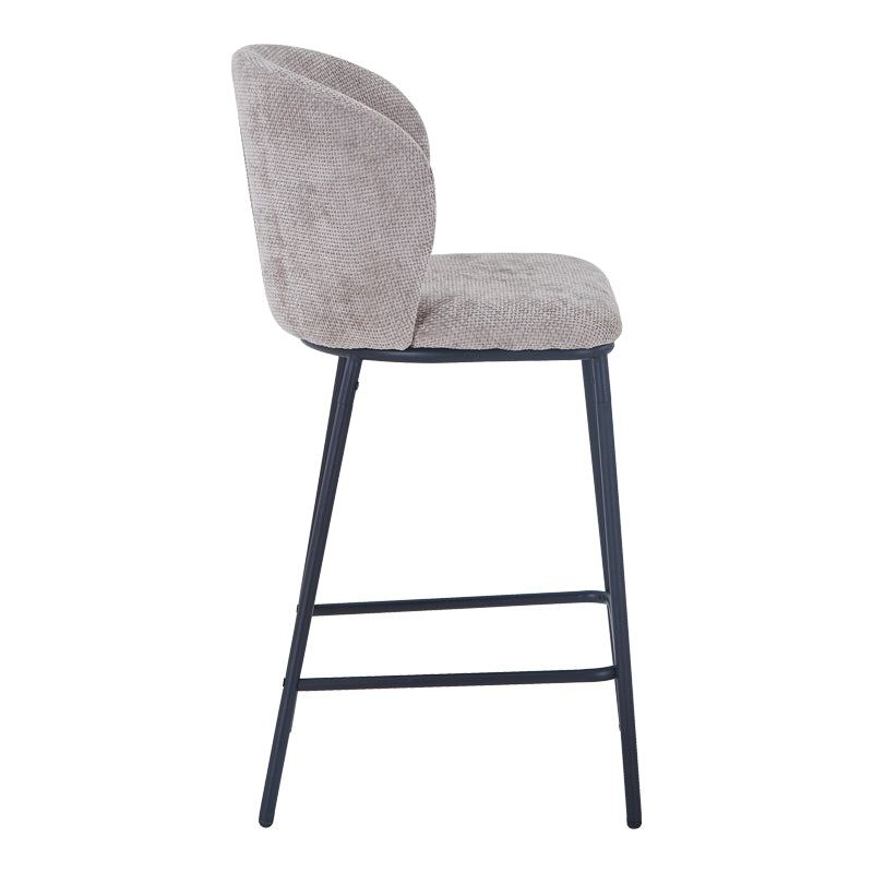 Scaun de bar cu tapițerie, Karg, Textil/Metal, Bej - Gri, 49x46x93 cm - Bej