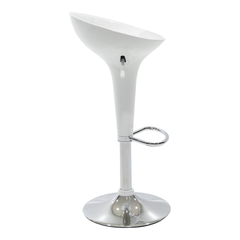 Scaun de bar Felice reglabil pe inaltime baza, alb-crom, 40x43x84 cm