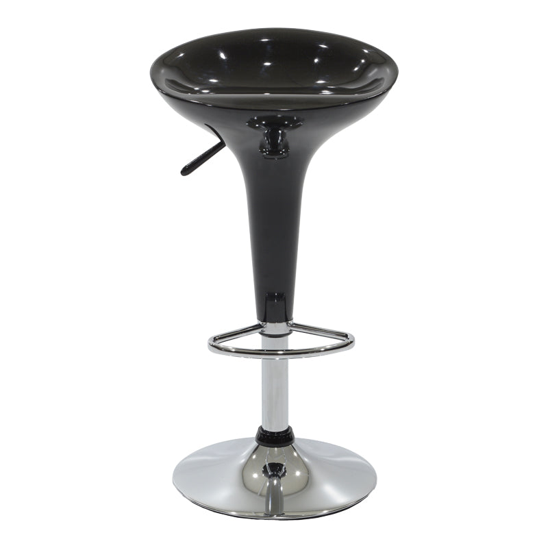 Scaun de bar Felice reglabil pe inaltime baza, negru-crom, 40x43x84 cm