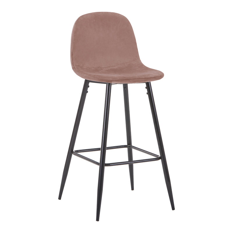 Scaun de bar inaltime medie Bella mar putred picior de metal catifea-negru, 41x47x93 cm