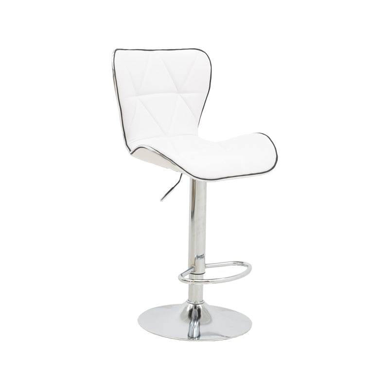 Scaun de bar Jorine reglabil pe inaltime, baza pu-crom, Alb - Negru, 53x44x114 cm - Alb