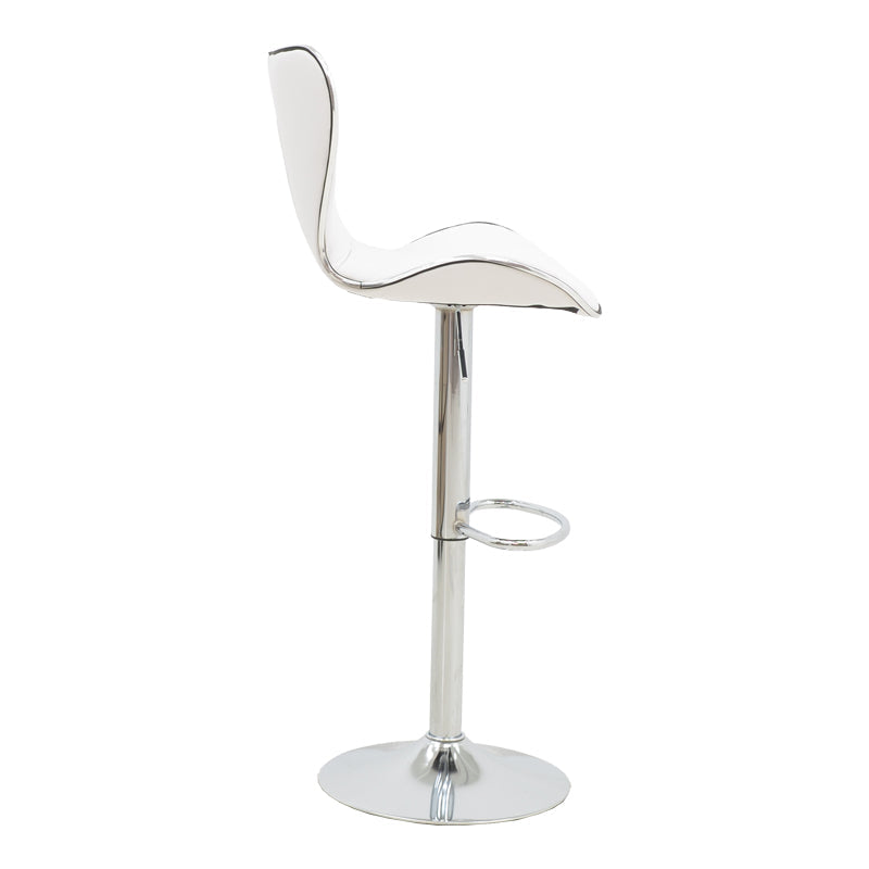 Scaun de bar Jorine reglabil pe inaltime, baza pu-crom, Alb - Negru, 53x44x114 cm - Alb