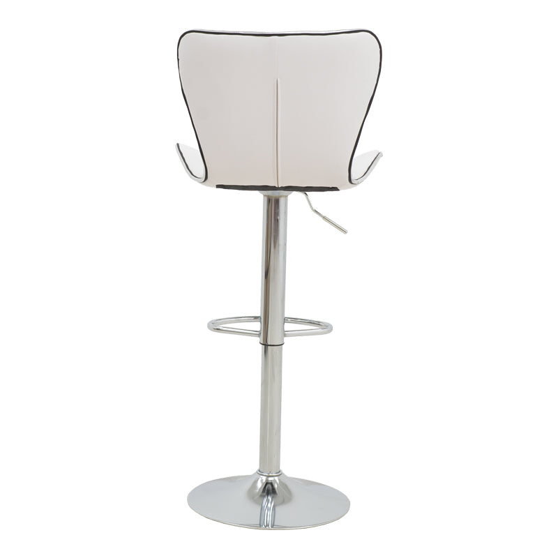 Scaun de bar Jorine reglabil pe inaltime, baza pu-crom, Alb - Negru, 53x44x114 cm - Alb