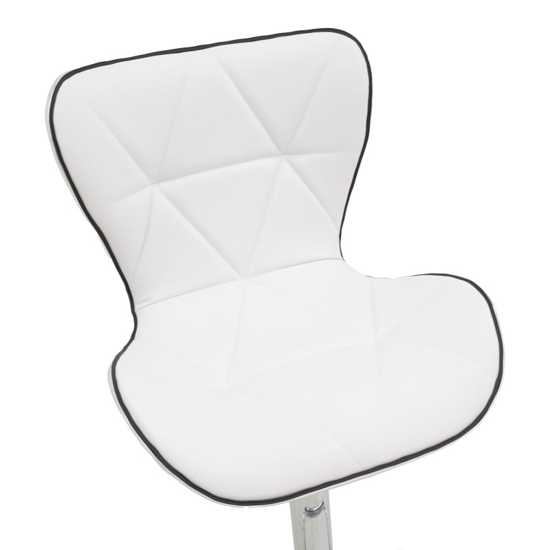 Scaun de bar Jorine reglabil pe inaltime, baza pu-crom, Alb - Negru, 53x44x114 cm - Alb