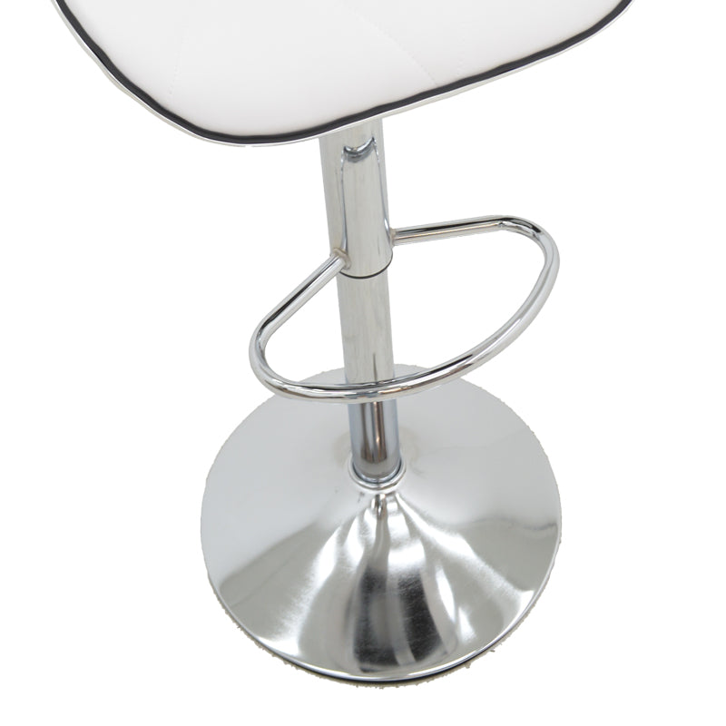 Scaun de bar Jorine reglabil pe inaltime, baza pu-crom, Alb - Negru, 53x44x114 cm - Alb